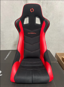 Blemished Corbeau DFX Black Cloth/Red Vinyl Limited Edition Fixed-Back Racing Seat - Single 