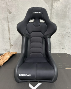 Blemished Corbeau FX1 Pro Small Black Cloth/Vinyl Fixed Back Racing Seat 