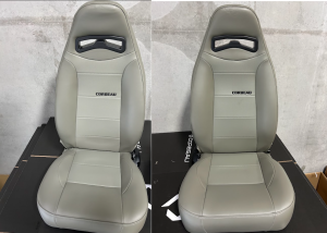 Blemished Corbeau Moab Grey Vinyl Reclining Back Racing Seats - Pair