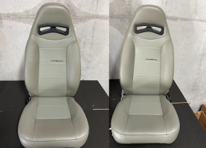 Blemished Corbeau Moab Grey Vinyl Reclining Back Racing Seats - Pair