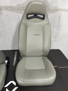 Corbeau-Blem - Blemished Corbeau Moab Grey Vinyl Reclining Back Racing Seats - Pair - Image 2