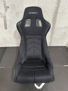 Blemished Corbeau DFX Black Cloth / Black Piping Fixed-Back Racing Seat - Single 