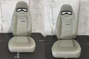 Blemished Corbeau Moab Grey Vinyl Reclining Back Racing Seats - Pair