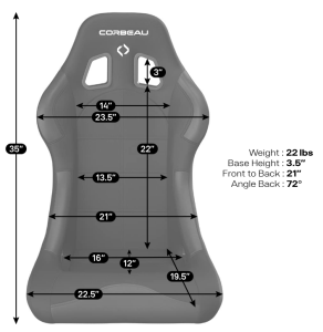 Corbeau-Blem - Blemished Corbeau Forza Black Cloth Fixed-Back Racing Seat - Single - Image 6