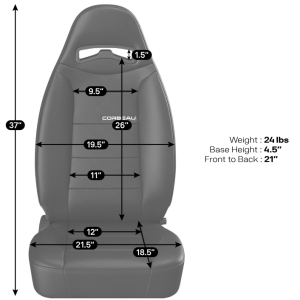 Corbeau-Blem - Blemished Corbeau Moab Black/Dark Grey Vinyl Reclining Back Racing Seats - Pair - Image 11