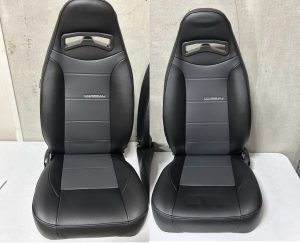 Blemished Corbeau Moab Black/Dark Grey Vinyl Reclining Back Racing Seats - Pair