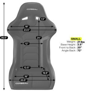 Corbeau-Blem - Blemished Corbeau FX1 Pro Small Black Cloth/Vinyl Fixed Back Racing Seat - Image 4