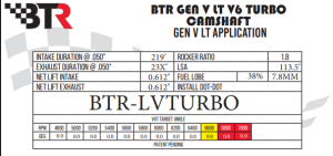 Brian Tooley Racing - BTR Gen V LV1/LV3 4.3L Turbo Camshaft with Valve Train Upgrade & DOD Delete Kit - Image 3