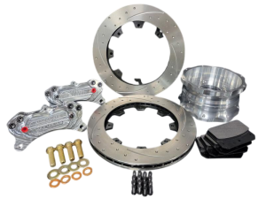Aerospace Ford Mustang 2015+ 4 Piston Front Pro Street Dimpled and Slotted Disc Brakes