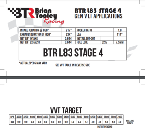 Brian Tooley Racing - BTR Gen V LT 5.3L/6.2L Stage 4 Truck Camshaft - Image 5