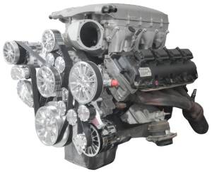 CVF Racing - CVF Reaper Dodge Hemi 5.7L/6.1L/6.4L 10-Rib FEAD System For Whipple Inverted 3.0L With Alternator, AC & Power Steering - Polished - Image 3