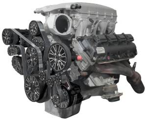 CVF Racing - CVF Reaper Dodge Hemi 5.7L/6.1L/6.4L 10-Rib FEAD System For Whipple Inverted 3.0L With Alternator, AC & Power Steering - Black Diamond - Image 3