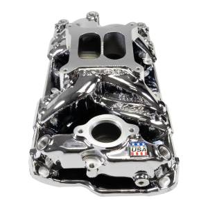 Edelbrock - Edelbrock Performer RPM Air-Gap SBC Dual Plane Chrome Plasma Intake Manifold - Square Bore - Image 3