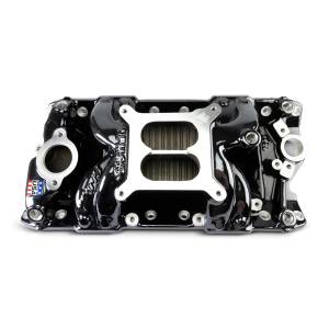 Edelbrock Performer RPM Air-Gap SBC Dual Plane Black Plasma Intake Manifold - Square Bore