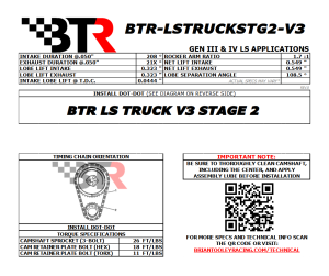 Brian Tooley Racing - BTR LS Truck Stage 2 v3 Camshaft w/ DOD Conversion Kit For 5.3L LS Gen IV Engines  - 53+ HP Gain (VVT) - Image 18